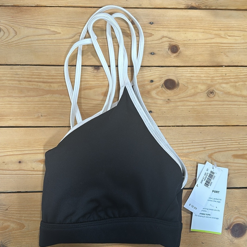 Old Navy Women’s Sports Bra Cris-Cross straps in the back Sz L black/white - Picture 5 of 5